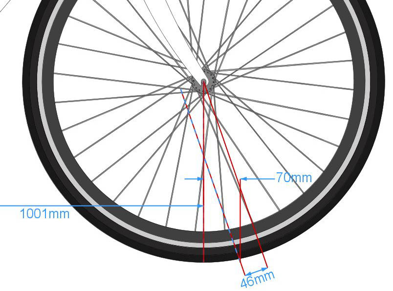 Distancia entre ejes con rake de 46 mm
